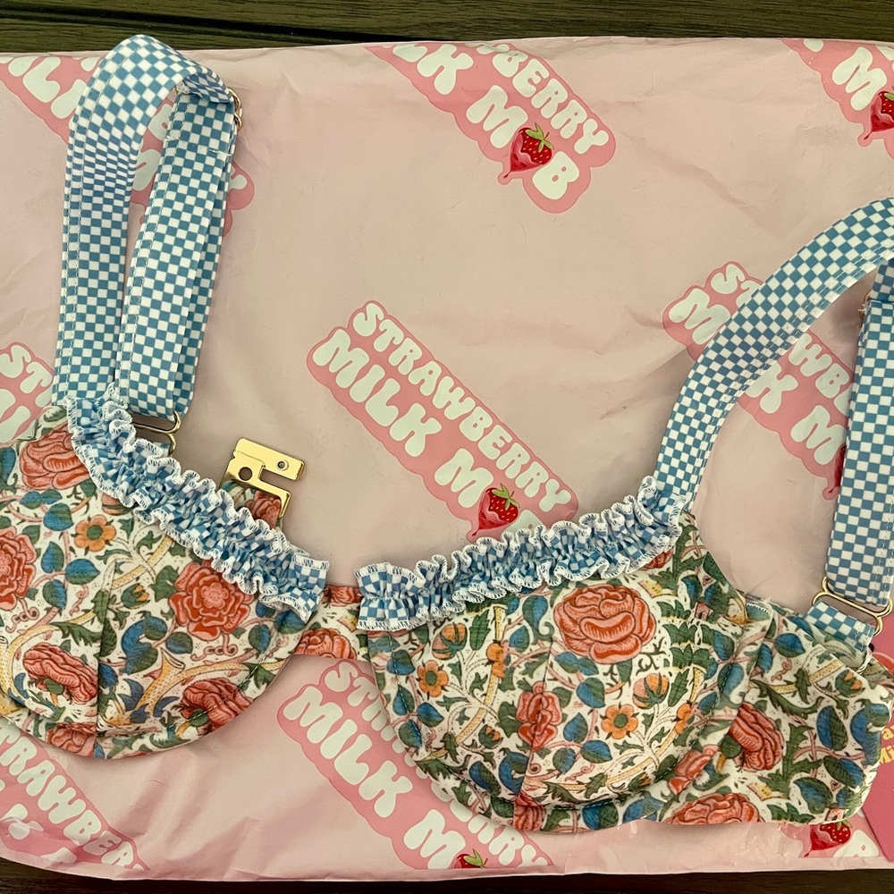 SOLD - Strawberry Milk Mob Ladybird Swim Top